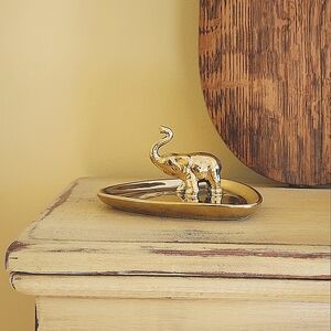 Vintage Nate Berkus Elephant Triangle Gold Decorative Tray